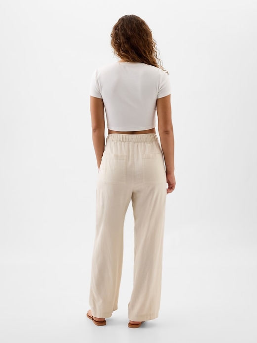 Image number 2 showing, Linen-Blend Wide-Leg Pull-On Pants