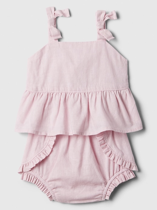 Image number 1 showing, Baby Linen-Blend Two-Piece Outfit Set