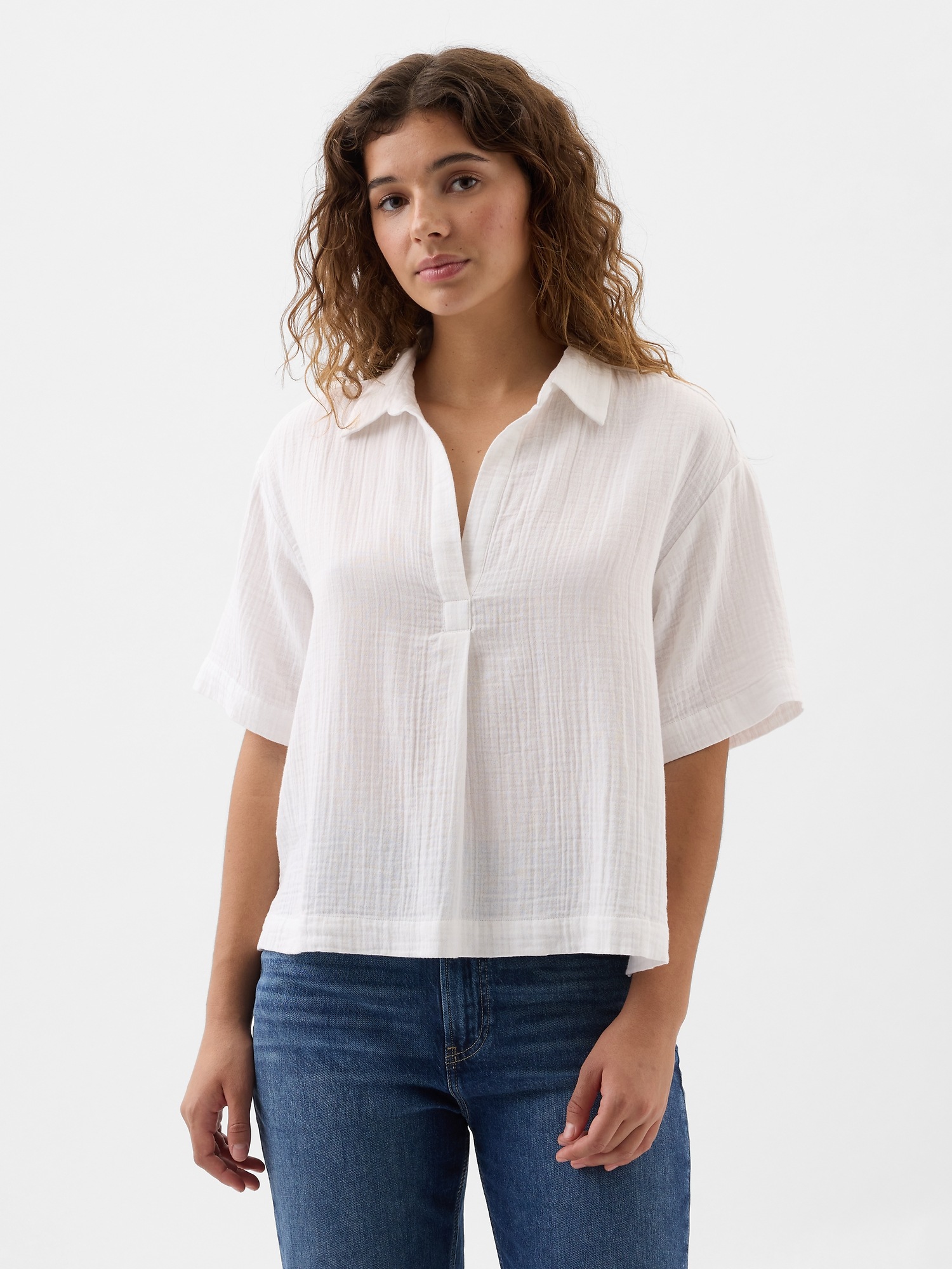 トップス d.i.a. Relaxed Gauze Popover Top | Gap Factory