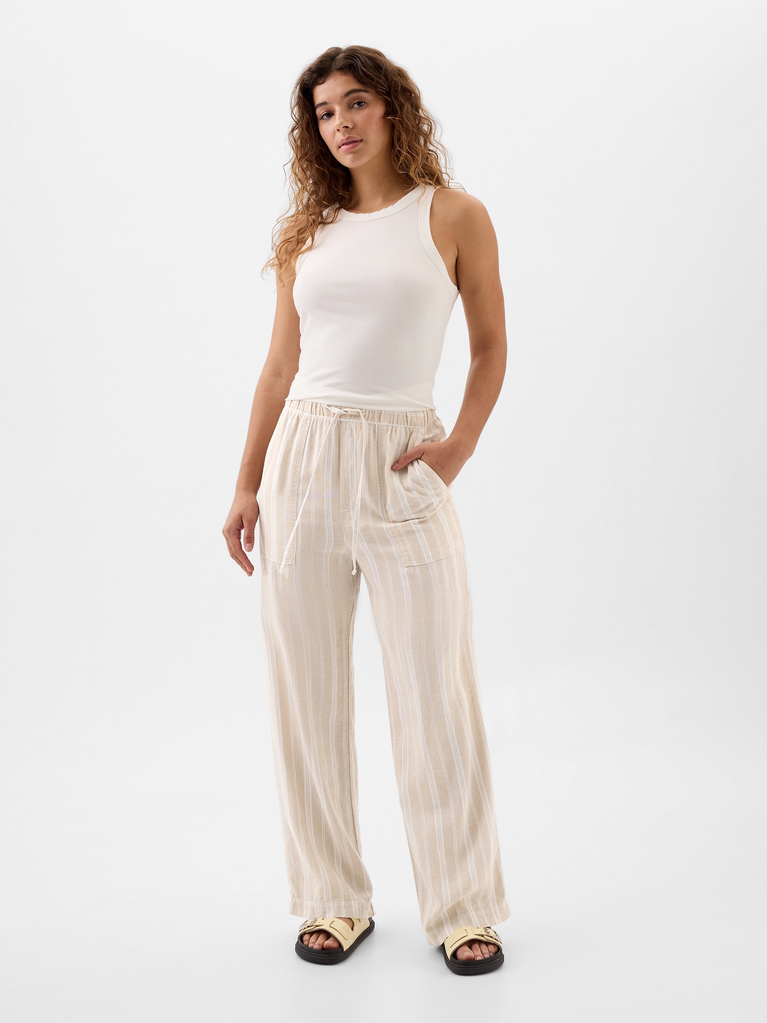 Women's Linen-Blend Pull-On Pant, Women's Clearance