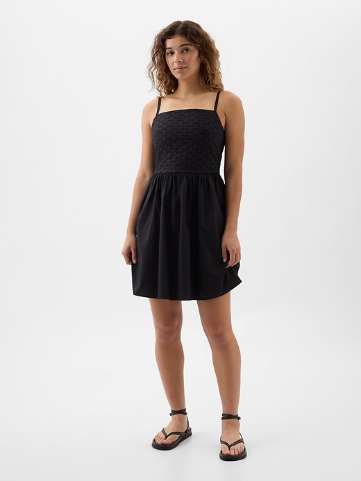 Squareneck Eyelet Mini Dress