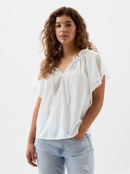 Image number 1 showing, Splitneck Lace Top