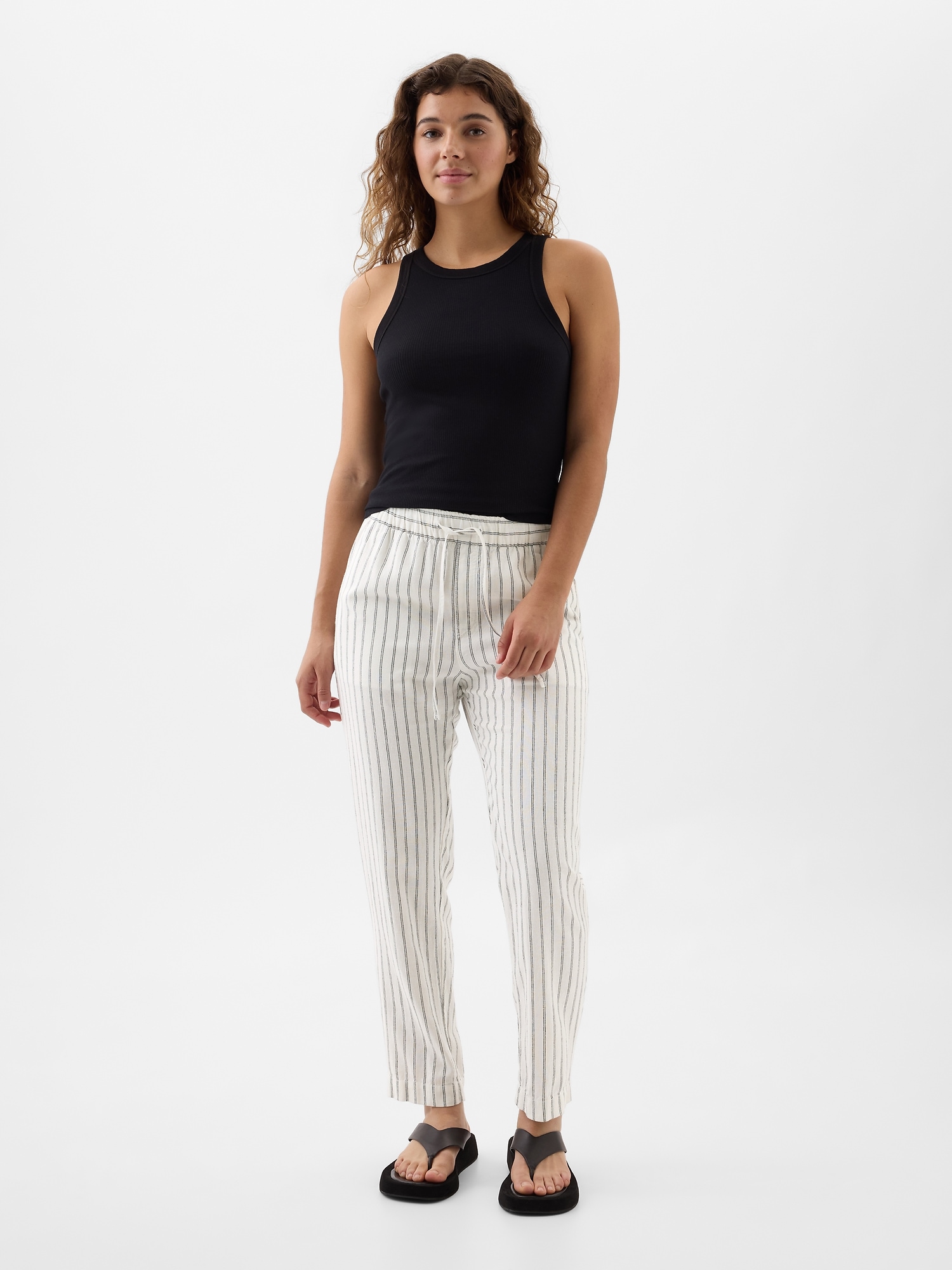 Mid Rise Easy Linen-Blend Pants