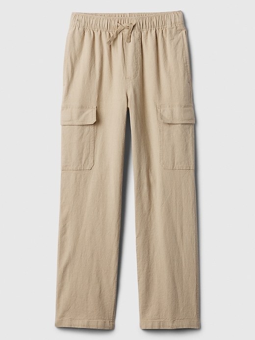 Image number 1 showing, Kids Linen-Blend Pull-On Cargo Pants