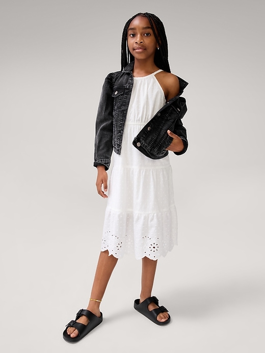 Image number 2 showing, Kids Tiered High Neck Midi Dress