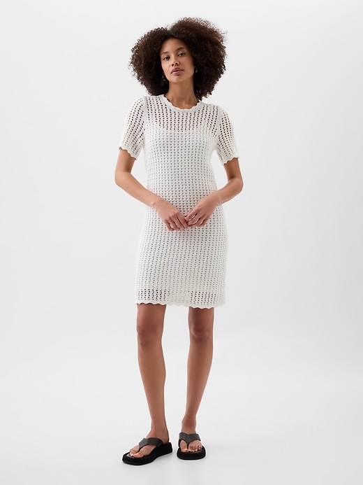 knee length dresses for ladies Ayse Beige Crochet Mini Dress - US 8