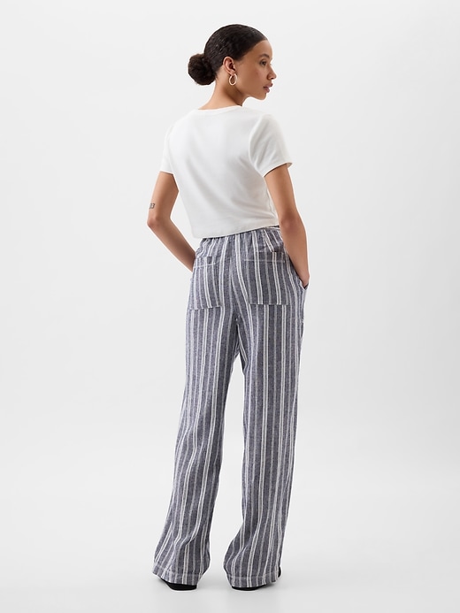 Image number 2 showing, Linen-Blend Wide-Leg Stripe Pull-On Pants
