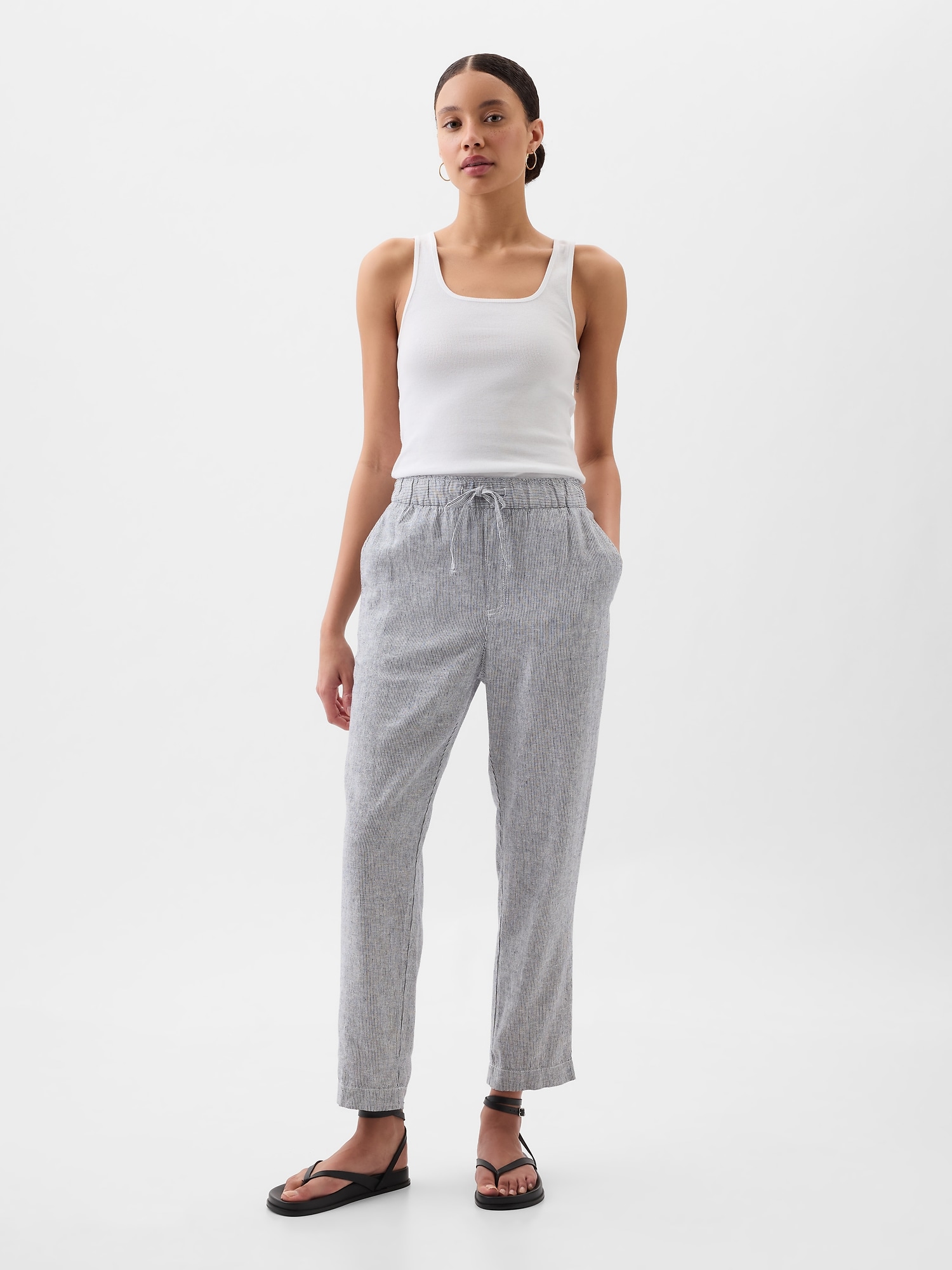 Mid Rise Easy Linen-Blend Pants