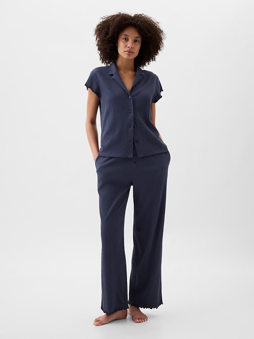 Image number 1 showing, Crinkle Cotton Wide-Leg PJ Pants