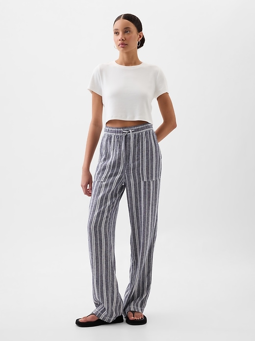 Image number 1 showing, Linen-Blend Wide-Leg Pull-On Pants