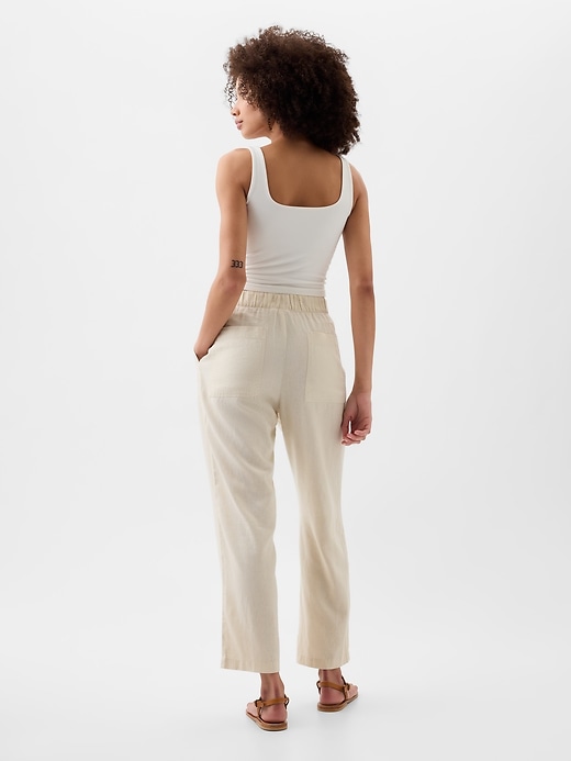Image number 2 showing, Linen-Blend Straight Pull-On Pants
