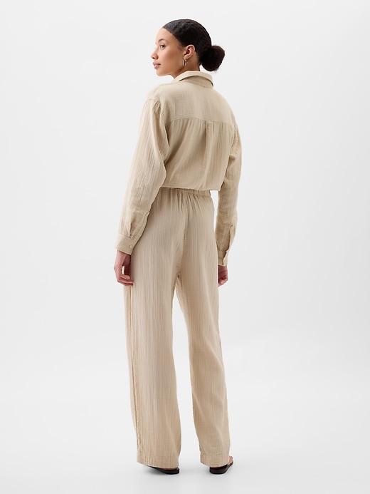 Image number 2 showing, Mid Rise Gauze Wide-Leg Pull-On Pants