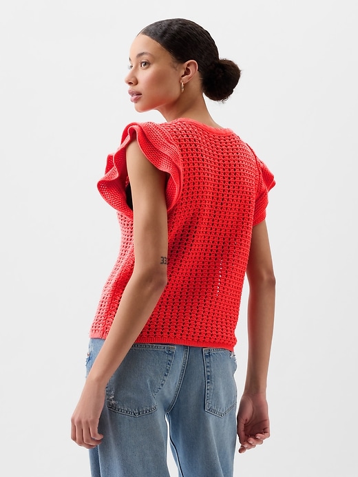 Image number 2 showing, Crochet Flutter Sleeve Top