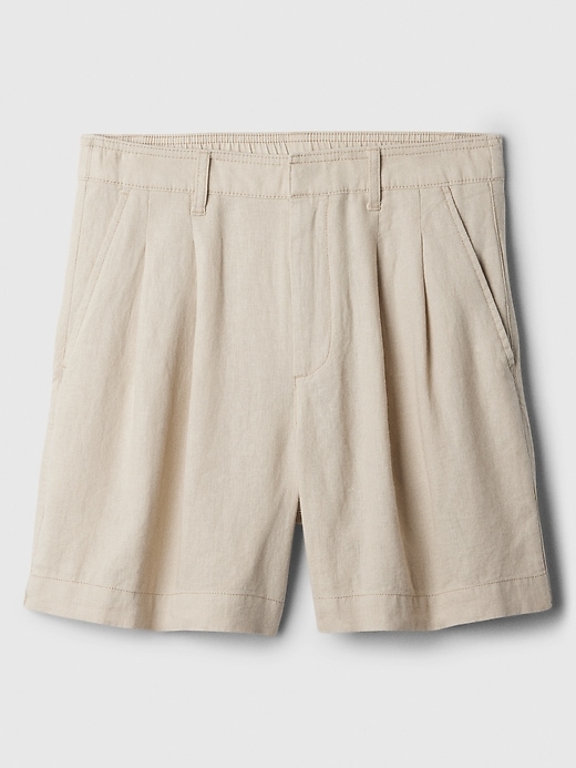 Image number 10 showing, 5" High Rise Linen-Blend Pleated Shorts