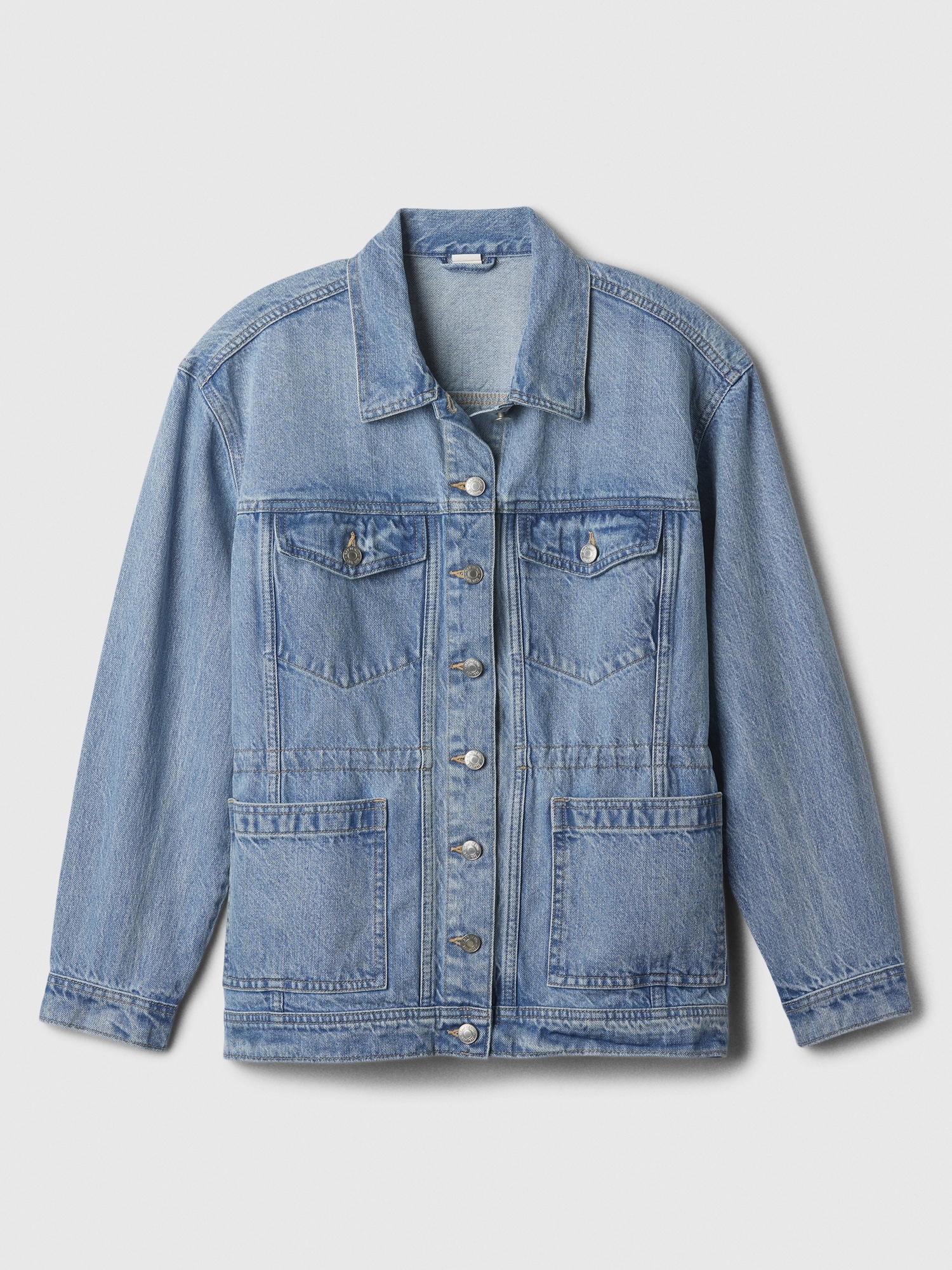 Oversized Cinched-Waist Denim Jacket | Gap Factory