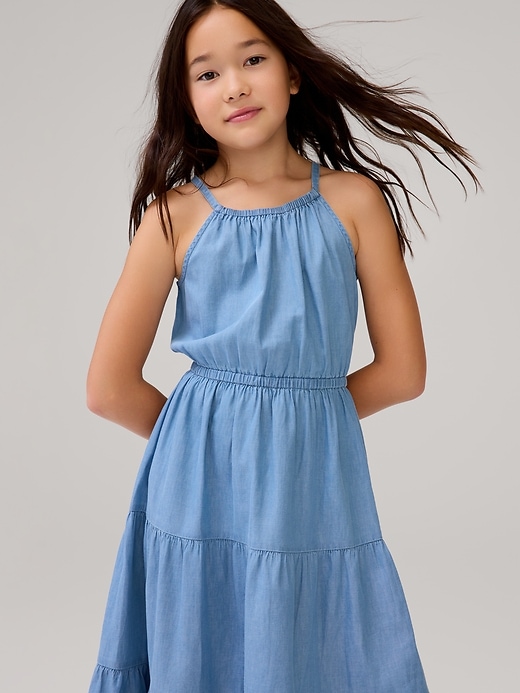 Image number 2 showing, Kids Tiered High Neck Midi Dress