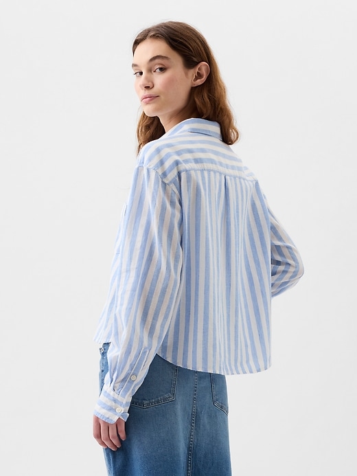 Image number 2 showing, Cropped Linen-Blend Shirt