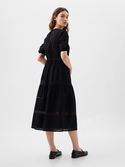 Image number 2 showing, Puff Sleeve Lace Midi Dress