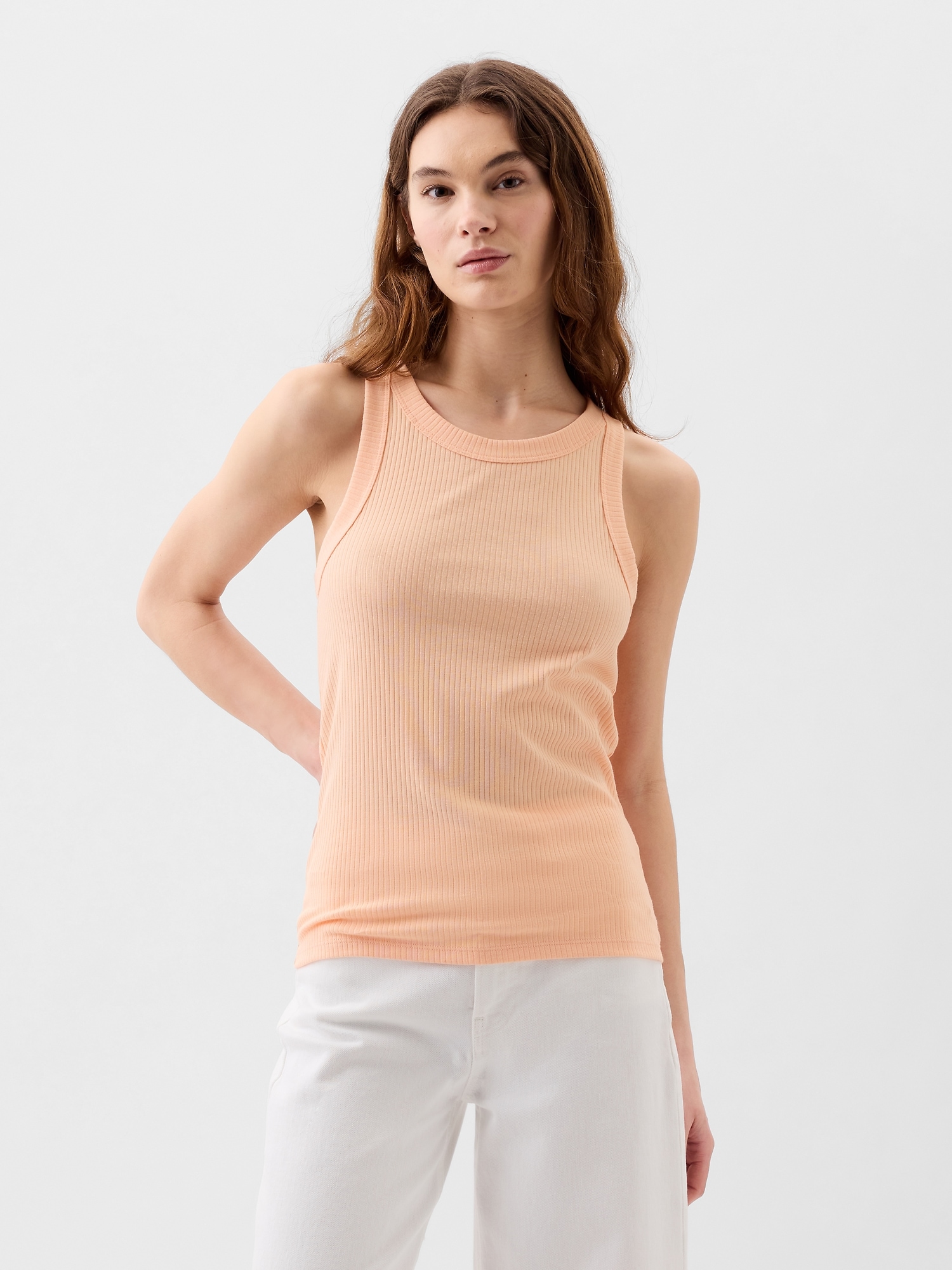 Ribbed High Neck Tank