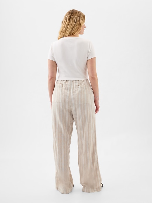 Image number 4 showing, Linen-Blend Wide-Leg Pull-On Pants