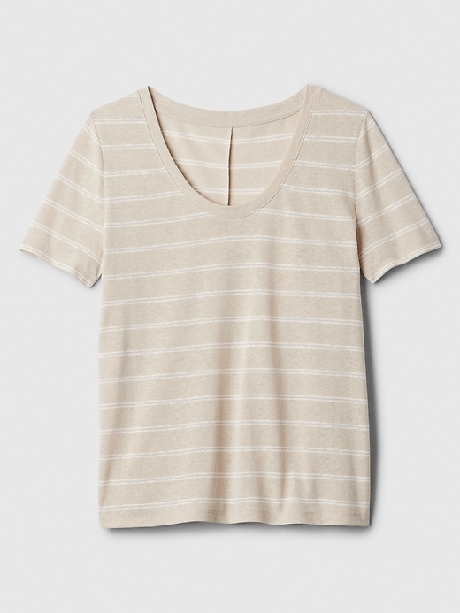 Image number 5 showing, Relaxed Stripe Linen-Blend Scoopneck T-Shirt