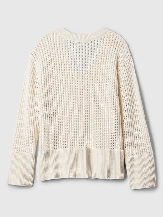 Image number 6 showing, Relaxed Crochet V-Neck Sweater