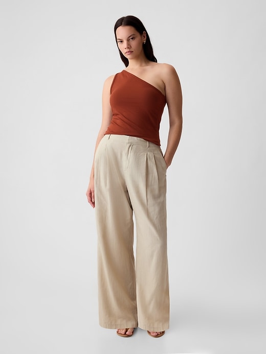 Image number 10 showing, Easy Wide-Leg Linen-Blend Trousers