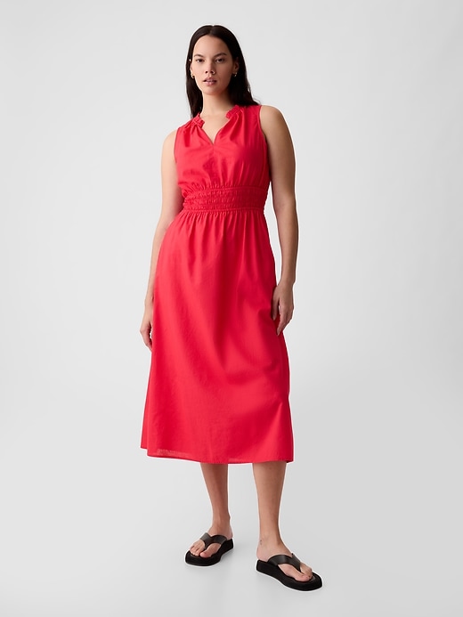 Image number 3 showing, Linen-Blend Splitneck Maxi Dress