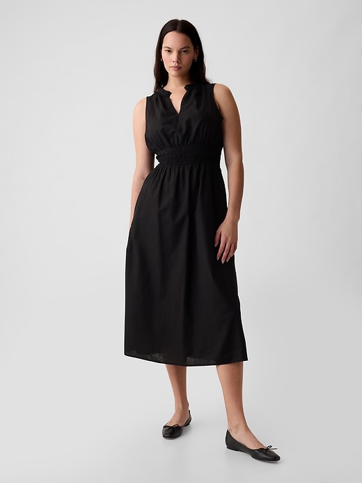 Image number 3 showing, Linen-Blend Splitneck Maxi Dress