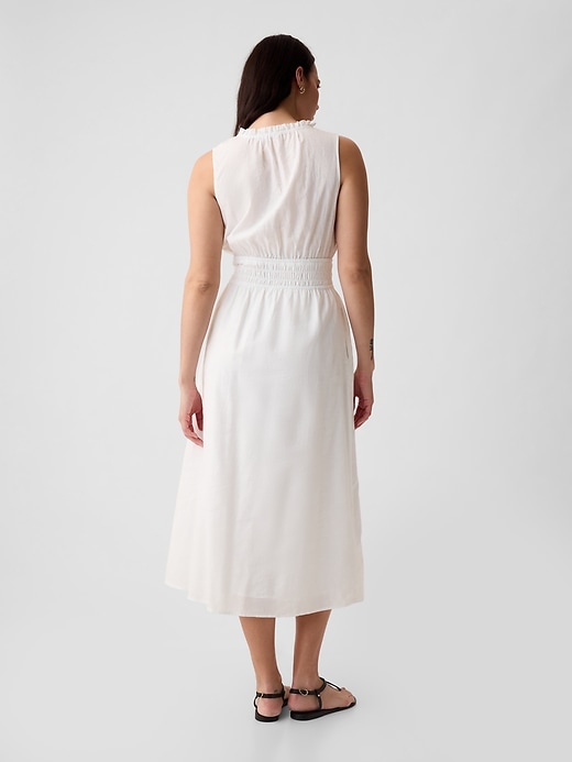 Image number 4 showing, Linen-Blend Splitneck Maxi Dress