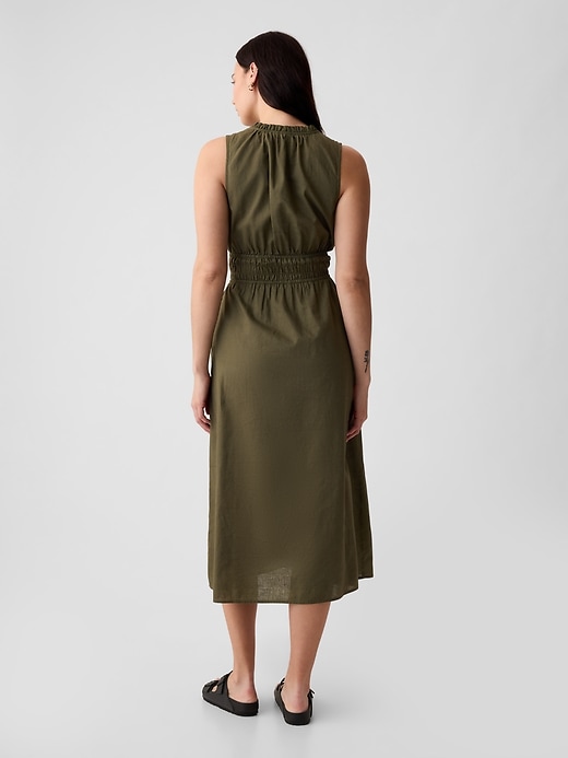 Image number 9 showing, Linen-Blend Splitneck Maxi Dress