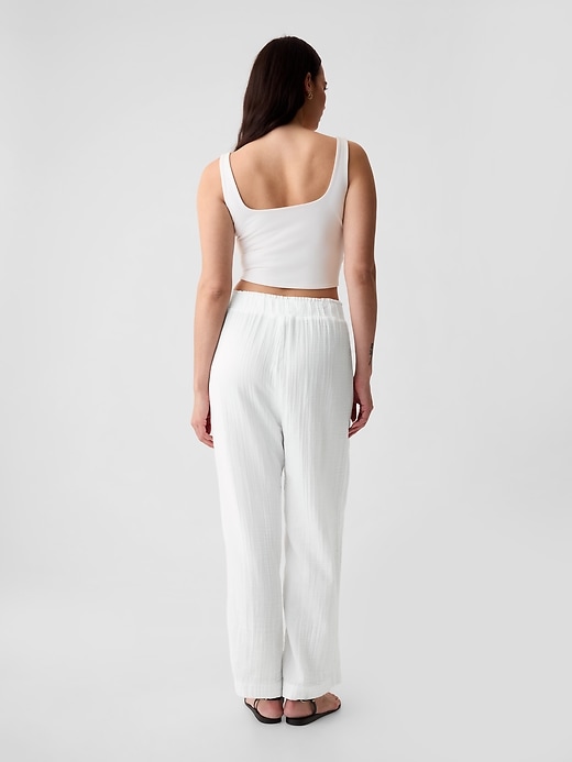 Image number 6 showing, Mid Rise Gauze Wide-Leg Pull-On Pants