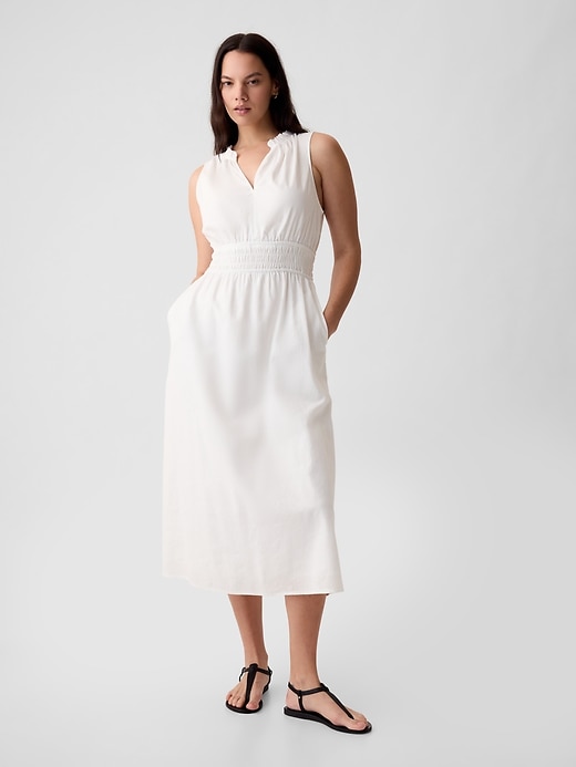 Linen-Blend Splitneck Maxi Dress | Gap Factory Linen-Blend Splitneck Maxi Dress | Gap Factory