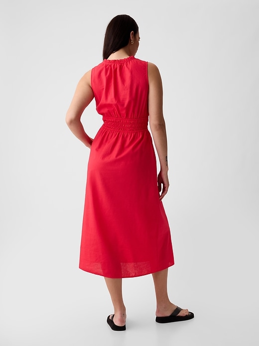 Image number 4 showing, Linen-Blend Splitneck Maxi Dress