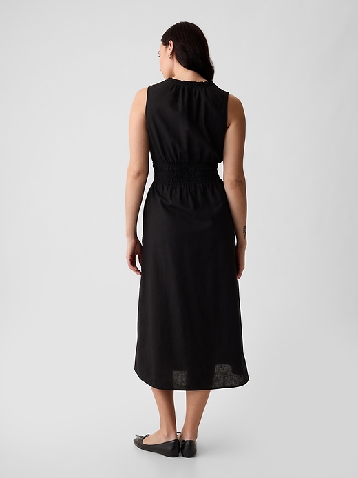 Image number 4 showing, Linen-Blend Splitneck Maxi Dress