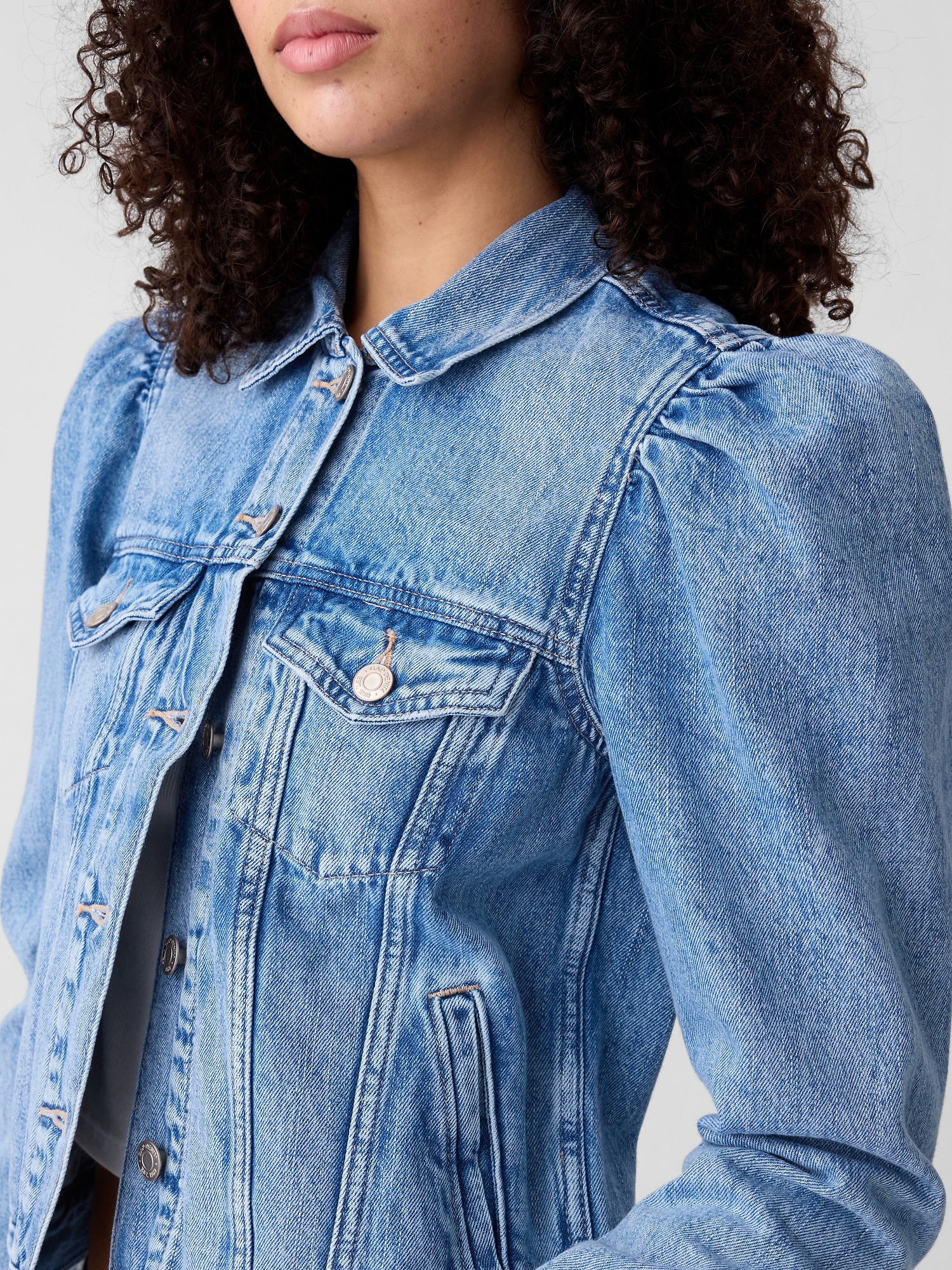 CAbi Womens Snap Button Denim Jean Jacket Blue Small Chest Flap Pockets |  eBay