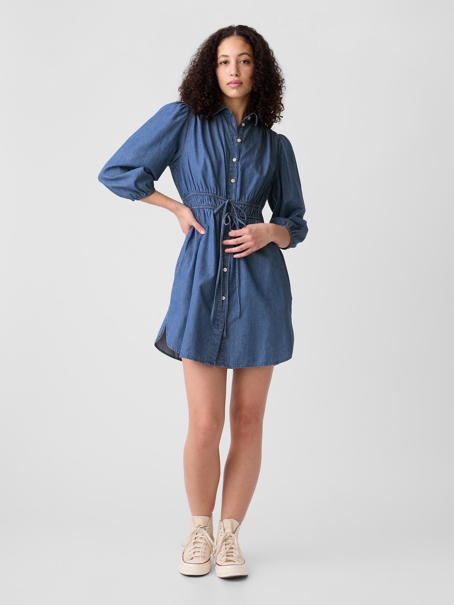 Denim Puff Sleeve Shirtdress