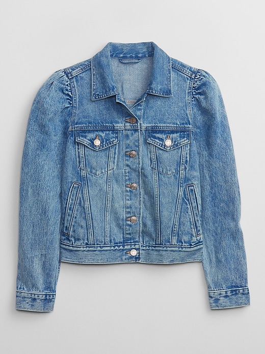 Image number 5 showing, Puff Sleeve Icon Denim Jacket