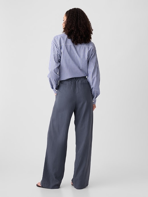 Image number 2 showing, Easy Wide-Leg Linen-Blend Trousers