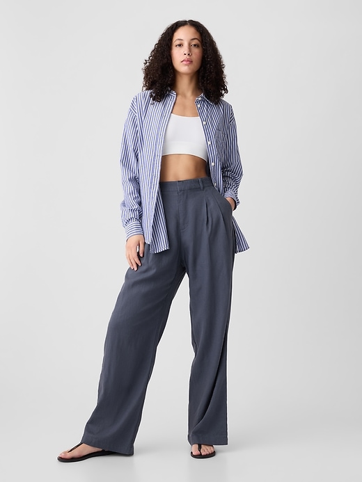 Image number 7 showing, Easy Wide-Leg Linen-Blend Trousers
