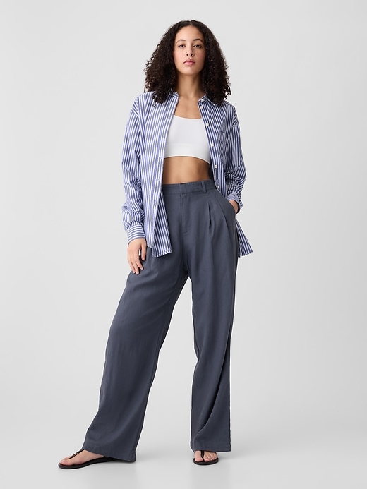 Image number 3 showing, Easy Wide-Leg Linen-Blend Trousers