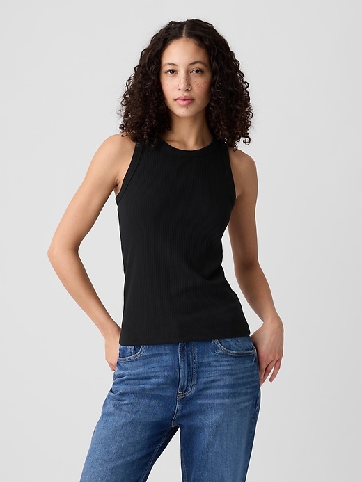 Image number 1 showing, Ribbed High-Neck Tank
