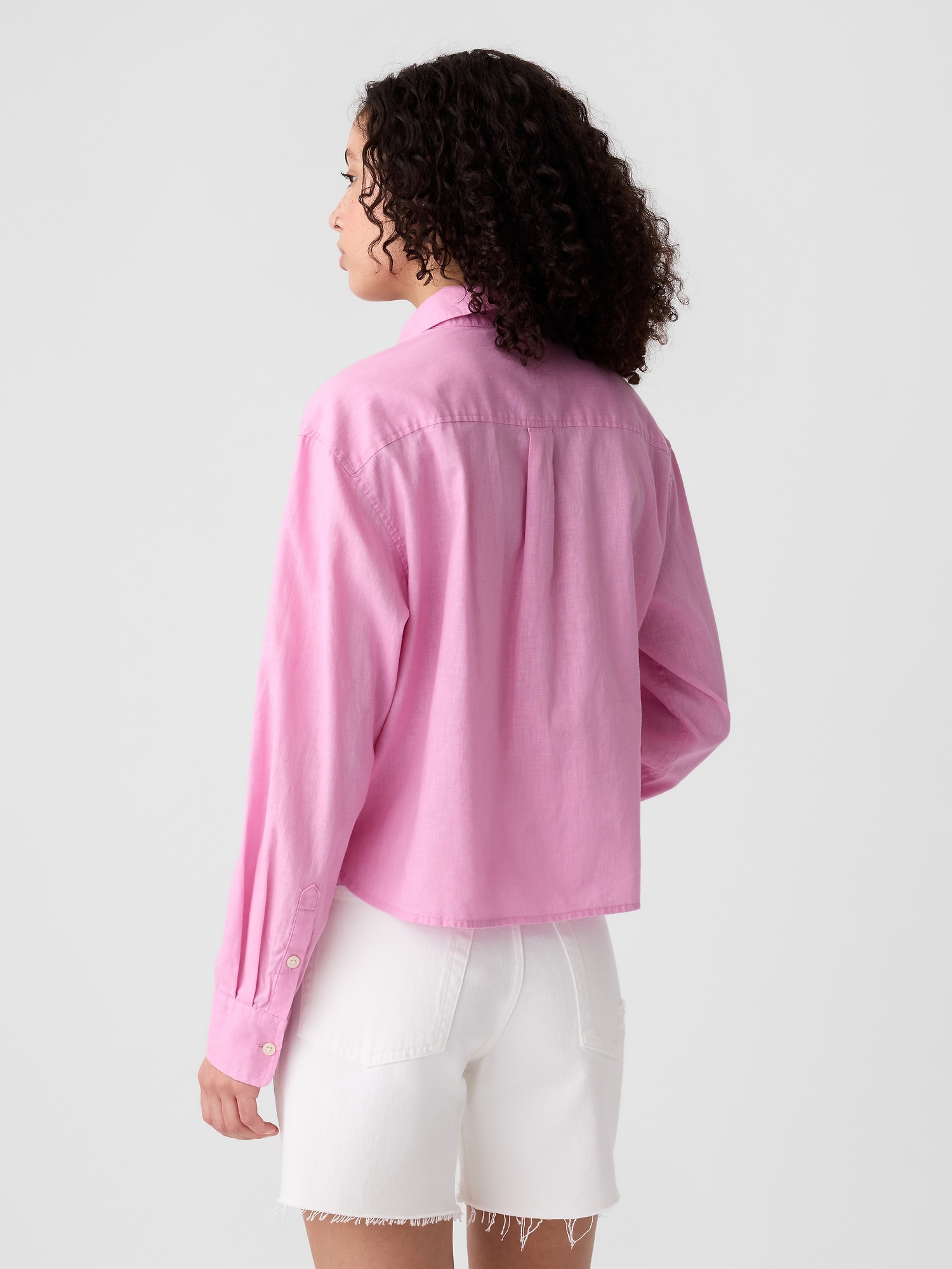 Cropped Linen-Blend Shirt | Gap Factory