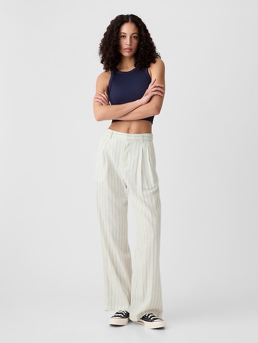 Image number 1 showing, Easy Wide-Leg Linen-Blend Trousers