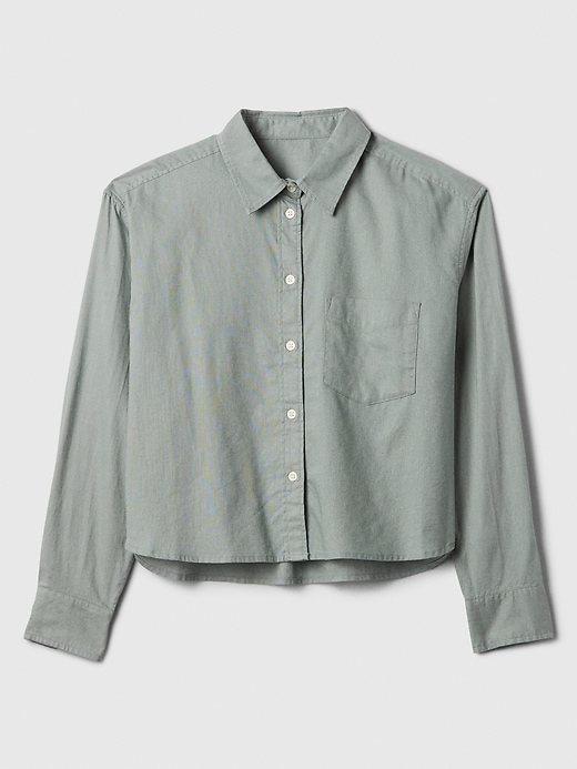 Image number 5 showing, Cropped Linen-Blend Shirt
