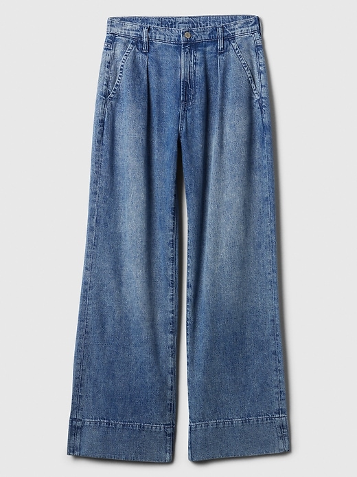 Image number 7 showing, High Rise Wide-Leg Pleated Trousers