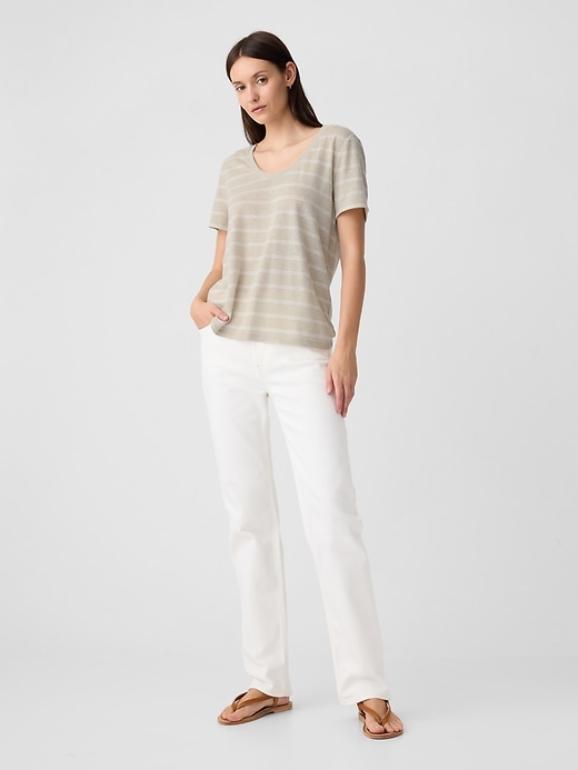 Image number 8 showing, Relaxed Linen-Blend Scoopneck T-Shirt