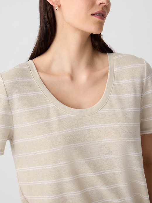 Image number 4 showing, Relaxed Linen-Blend Scoopneck T-Shirt