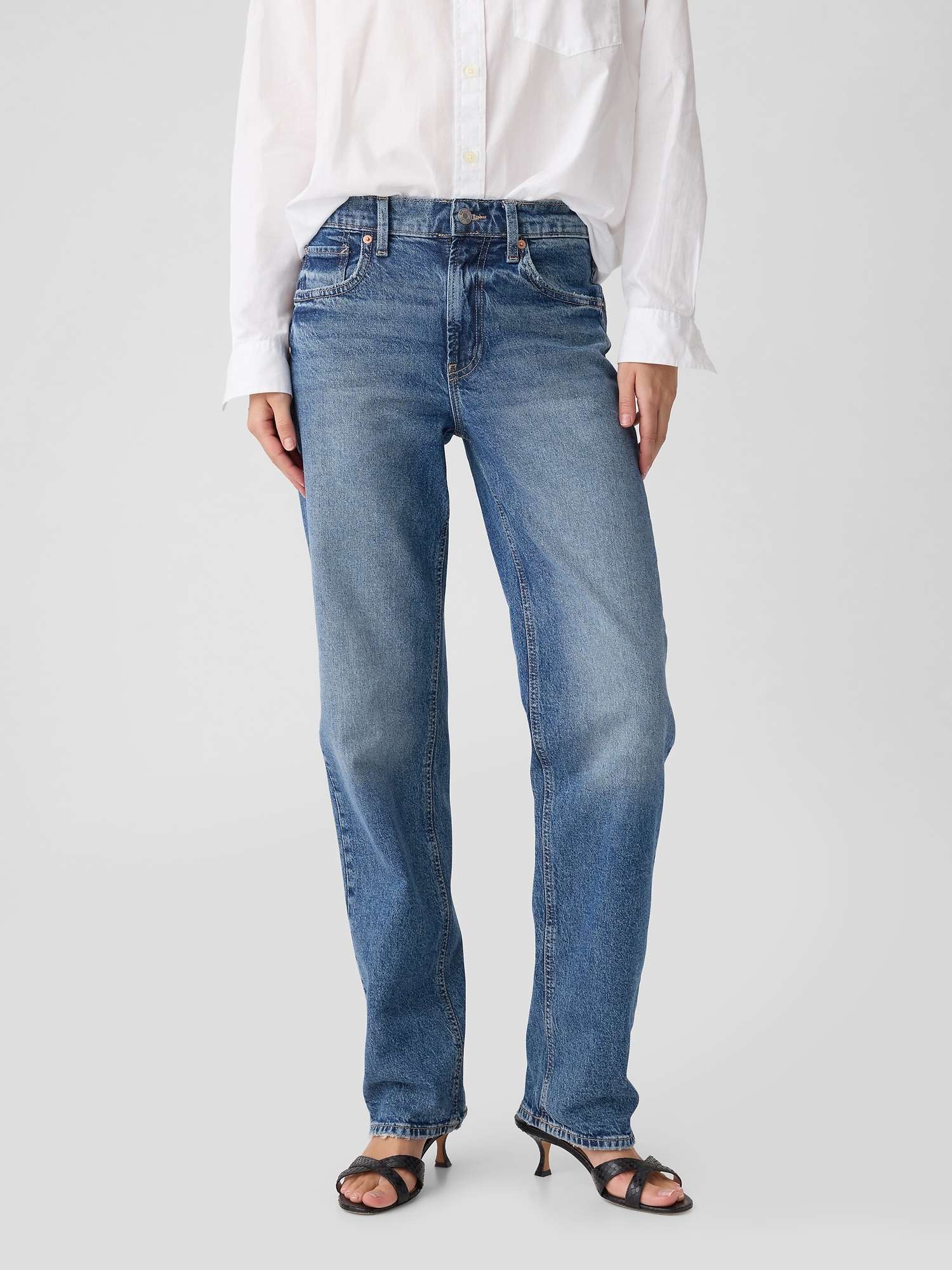 Mid Rise '90s Loose Flare Jeans with Washwell