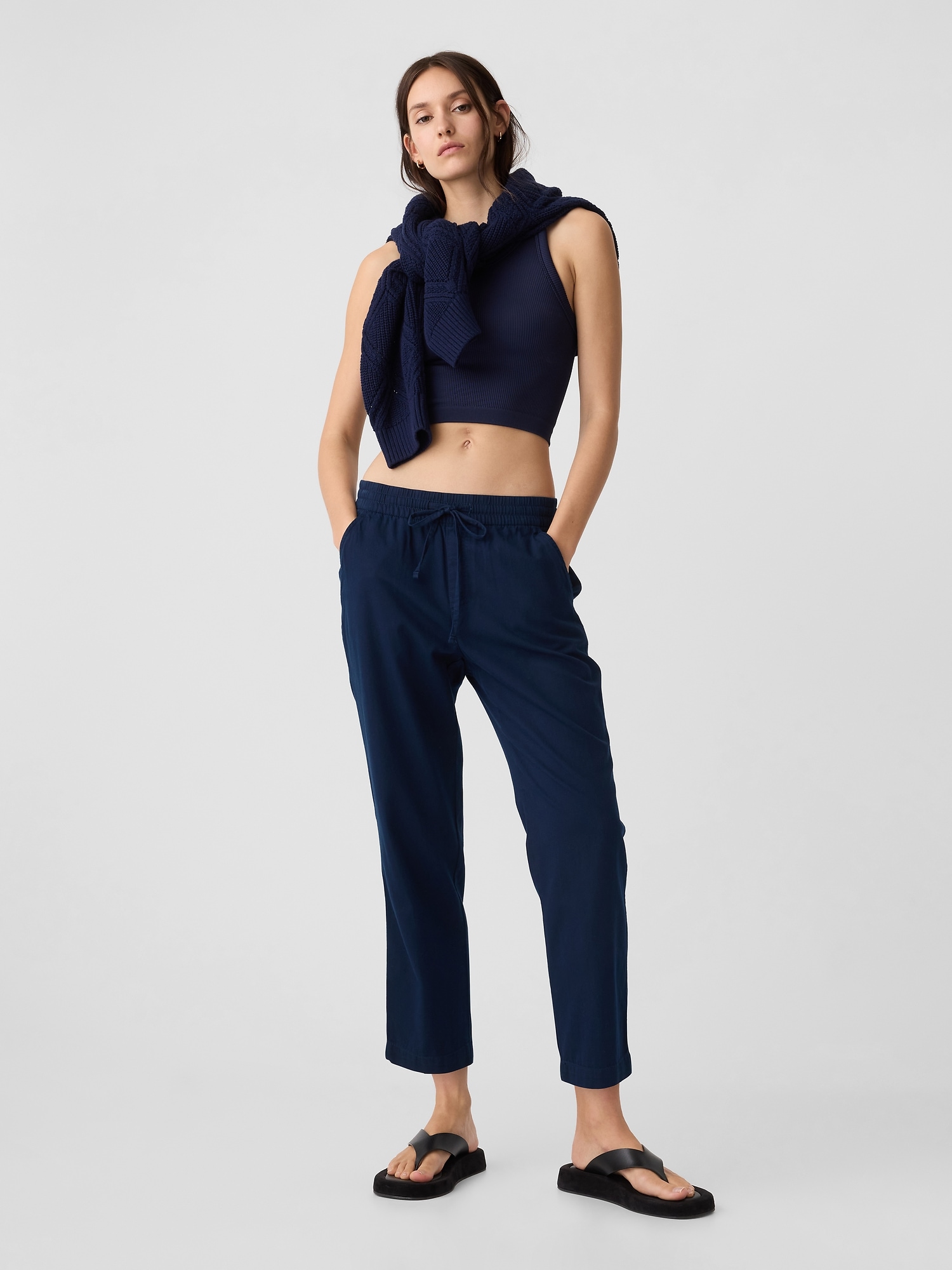 Tie waist trousers